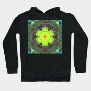 Mosaic Kaleidoscope Flower Green and Purple Hoodie